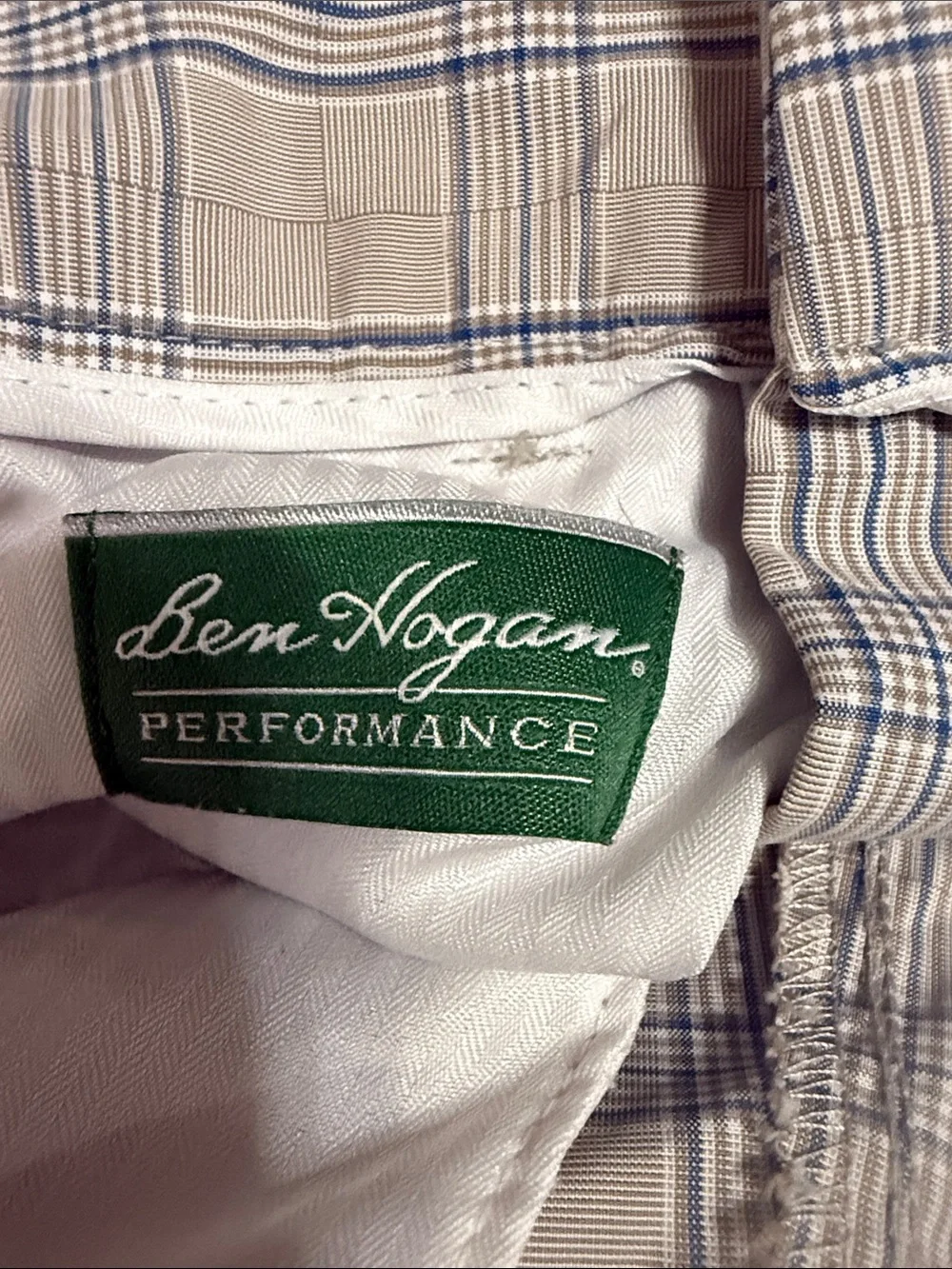 Hogan Men's Cream Shorts with Blue Windowpane Plaid